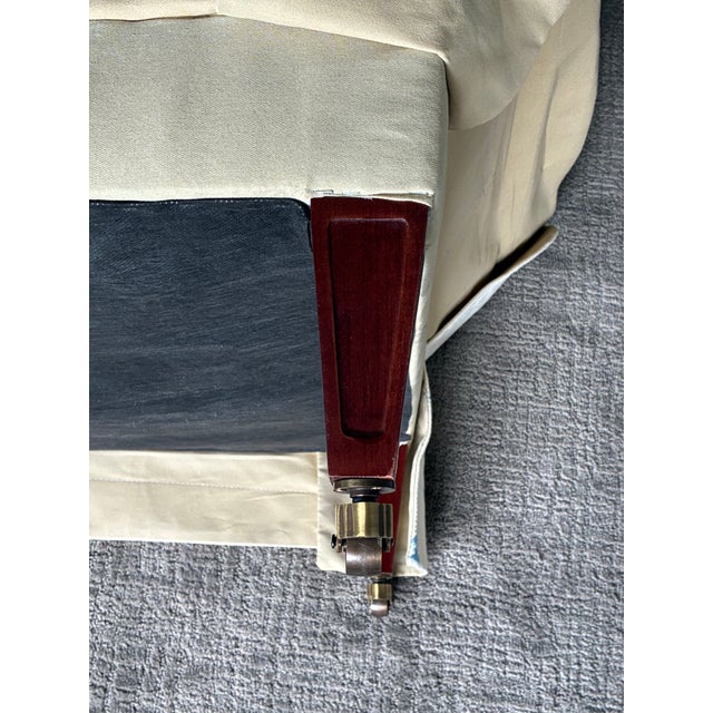 Vintage Baker Milling Road Upholstered Slipper Lounge Chair in Blue & Ivory Fabric For Sale - Image 9 of 9