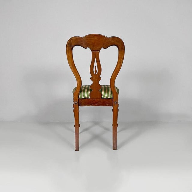 Antique Italian Wood and Colored Striped Silk Chairs, 1850s, Set of 4 For Sale - Image 12 of 18