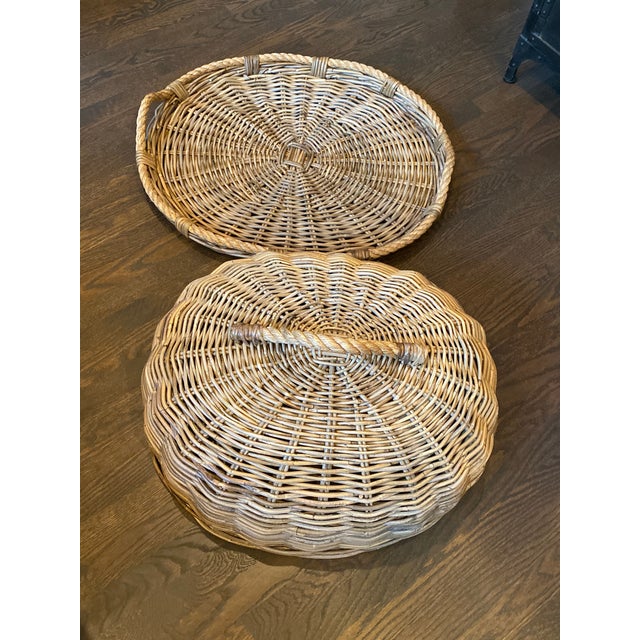 Large Restoration Hardware Rattan Tray and Cloche - 2 Pieces | Chairish