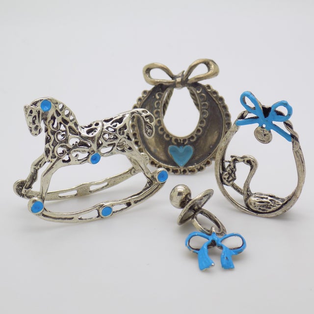 Italian 4 X Vintage Italian Handmade Genuine Silver Newborn Dollhouse Miniature Collection, Made in Tuscany For Sale - Image 3 of 7