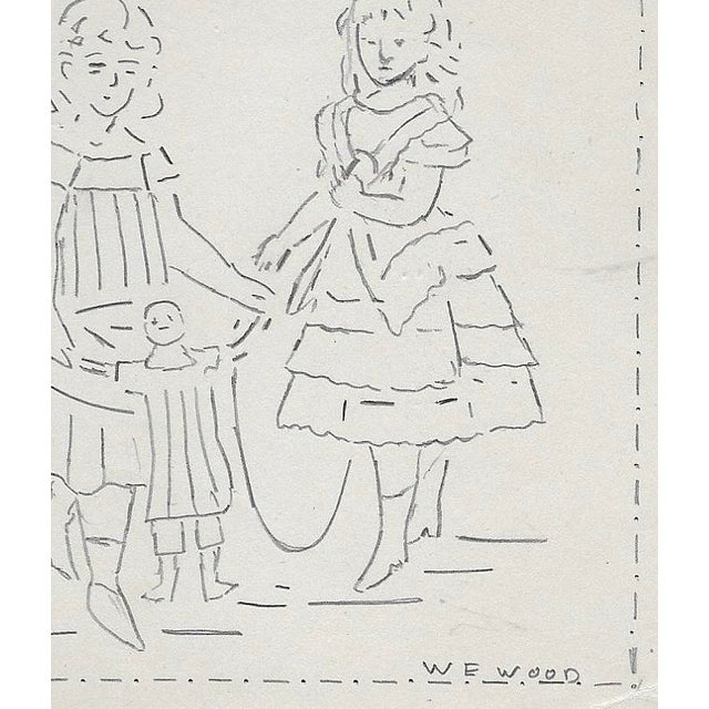 1943 drawing on paper by Devon, UK artist William E. Wood. Signed lower right. Combined shipping available, please inquire.