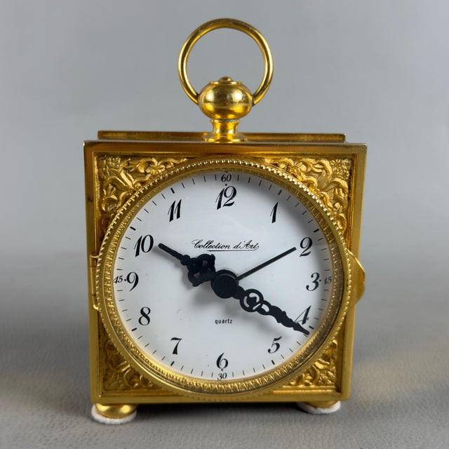 Table Clock Collection Dart Gold-Plated Brass Glass Quartz, Italy For Sale - Image 5 of 11
