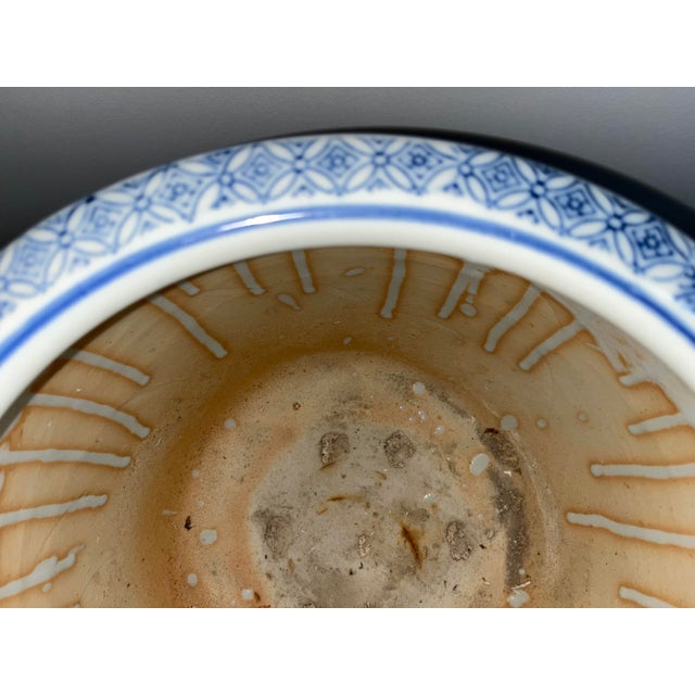 Ceramic Antique Blue and White Porcelain Hibachi (Charcoal Brazier) Circa 1880-1905 For Sale - Image 7 of 14