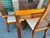 Thomasville Vintage 1970s Thomasville Oak Dining Table With Brass Accents and 6 Caned Dining Chairs - Set of 9 For Sale - Image 4 of 12