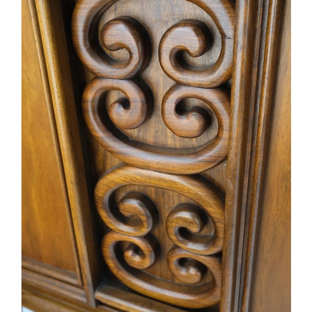 Pair of Walnut Carved Modern Ornament Front Door End Table Night Stands For Sale - Image 11 of 12