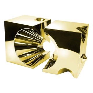 Get Lost! C4 & C5 Side Tables in Golden Steel by Barberini & Gunnell, Set of 2 For Sale