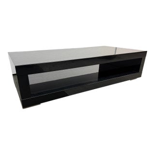 Contemporary Lacquer Media Console + Modern Coffee Table For Sale