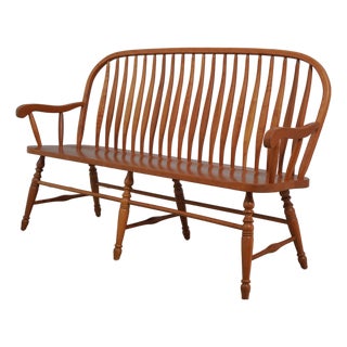 Windsor Style Hand Crafted Long Bench Settee For Sale
