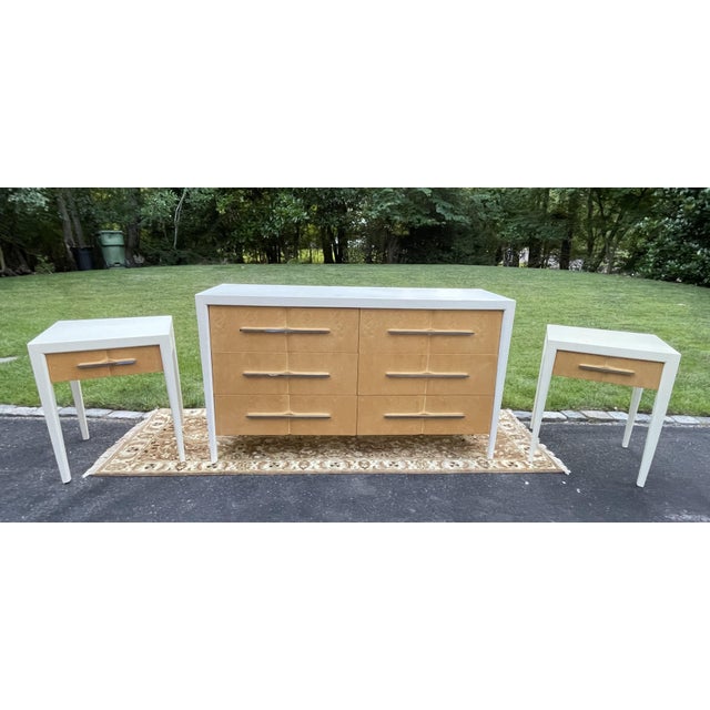Elevate your bedroom with this highly desirable, authentic 3-piece "Malibu" bedroom set from Mitchell Gold + Bob Williams....