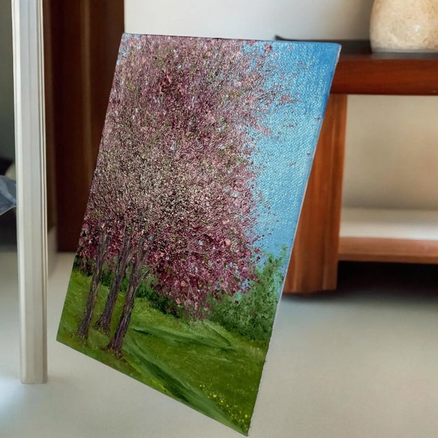 "Trees in Bloom" Contemporary Original Impressionist Style Landscape Painting by Deb Bossert For Sale - Image 4 of 7