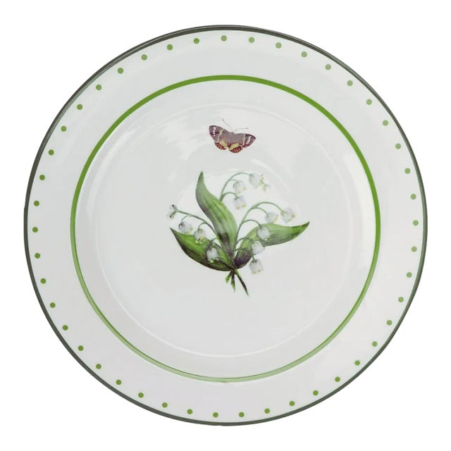 Carolyne Roehm x Enchanted Home Lily of The Valley 10" Dinner Plates in Green, Set of 8 For Sale