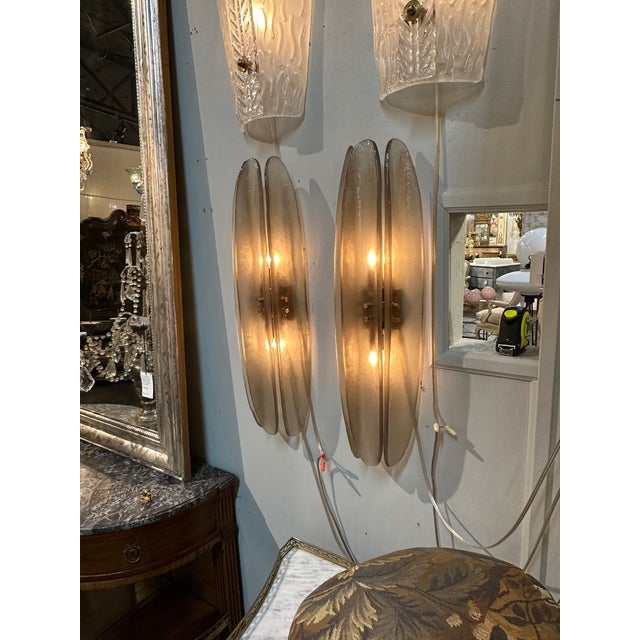 Pair of 'Fume" Murano Glass Sconces For Sale - Image 4 of 7