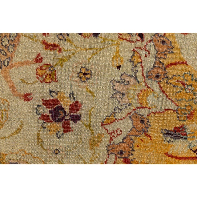 19th Century Antique Indian Agra Hunting Rug With Persian Calligraphy Border For Sale - Image 4 of 11