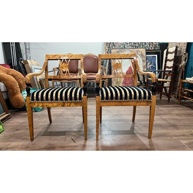 Striped Biedermeier Armchairs (Set of 2) For Sale - Image 4 of 6