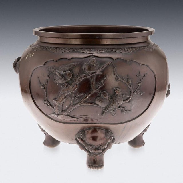 Large Antique Japanese Meiji Bronze Mythological Planter, 19th Century For Sale - Image 6 of 18