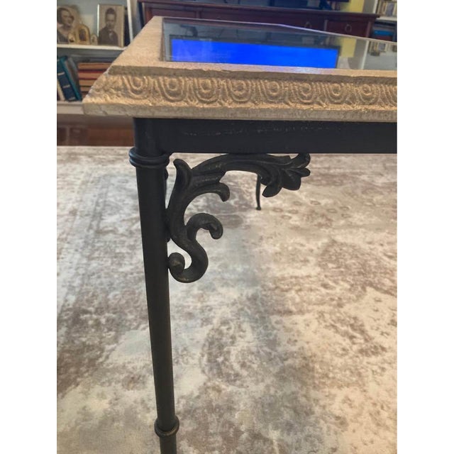 1980s Vintage Mediterranean Maitland Smith Cast Stone & Wrought Iron Console Table For Sale - Image 5 of 8