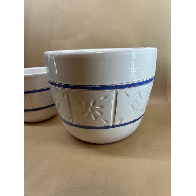 White 1950s Mid-Century Scandinavian Architectural Ceramic Planter Set With Incised Nordic Motifs For Sale - Image 8 of 10