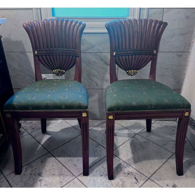 Late 20th Century Attributed Maitland Smith Mahogany Fan Back Dining Chairs - A Pair For Sale - Image 15 of 17