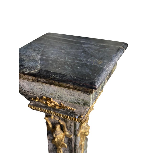 Antique Neoclassical Italian Black Marble and Gilt Pedestals - a Pair For Sale In Los Angeles - Image 6 of 8