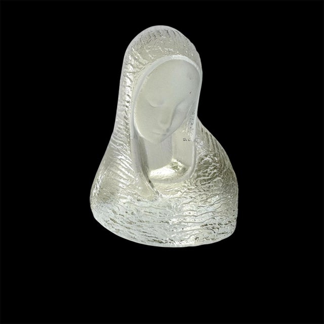 Viking Glass Mary Madonna Sculpture Clear Frosted Glass Original stick intact