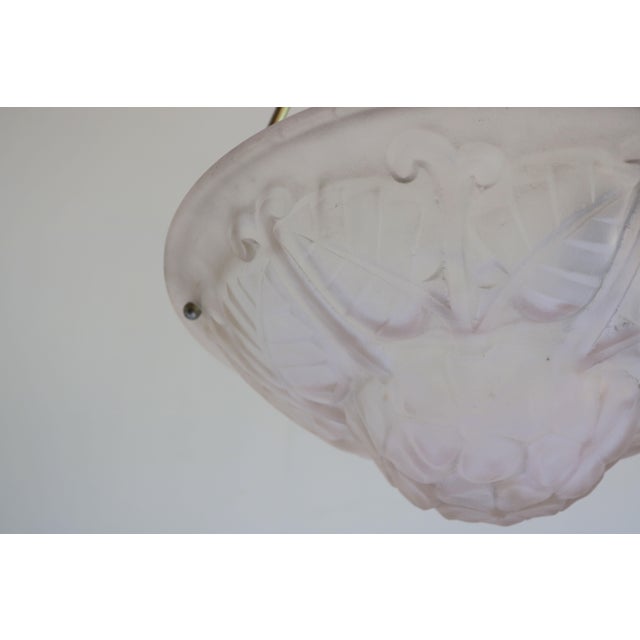 Antique Art Deco Art Nouveau Floral Pendant Chandelier in Soft Pink by Degue, 1930 For Sale - Image 9 of 14