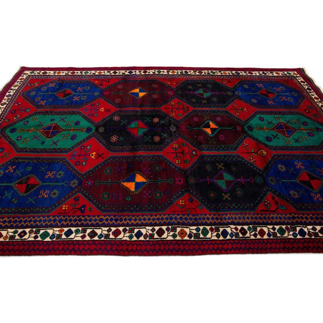 1960s Handmade Bidjar Persian Wool Rug With Multicolor Design For Sale - Image 4 of 7