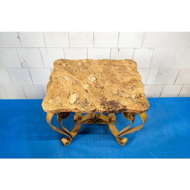 Mid-Century Modern Gilded Iron and Marble Coffee Table from Colli, Italy, 1950s For Sale - Image 3 of 7