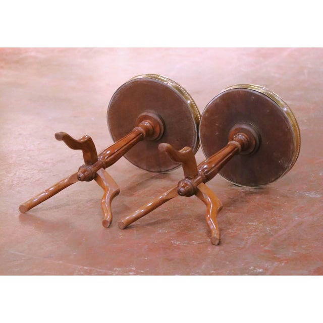 Early 20th Century French Napoleon III Walnut Martini Tables With Marble Tops For Sale - Image 9 of 9