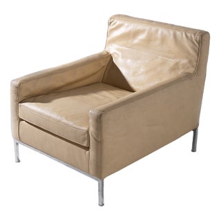 Leather Armchair attributed to Florence Knoll Bassett, 1970s For Sale