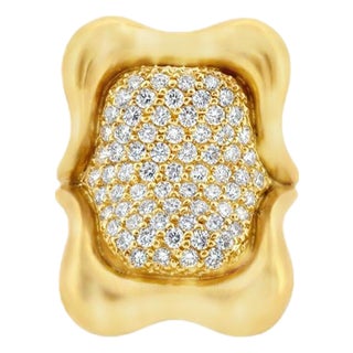 Donald Huber 18k Gold Pave Diamond Ring, Size 6.75 For Sale