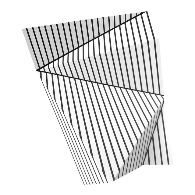 Contemporary Abstract Composite Folded and Etched Plastic "Wallreliefs Black and White 4" by Cristina Ghetti For Sale