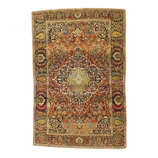 Antique Persian Mohtasham Kashan Rug 4’4” X 6’8" For Sale