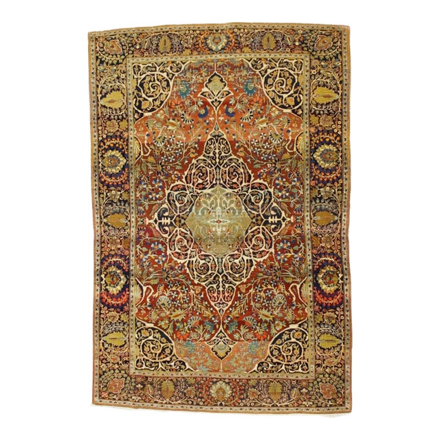 Antique Persian Mohtasham Kashan Rug 4’4” X 6’8" For Sale