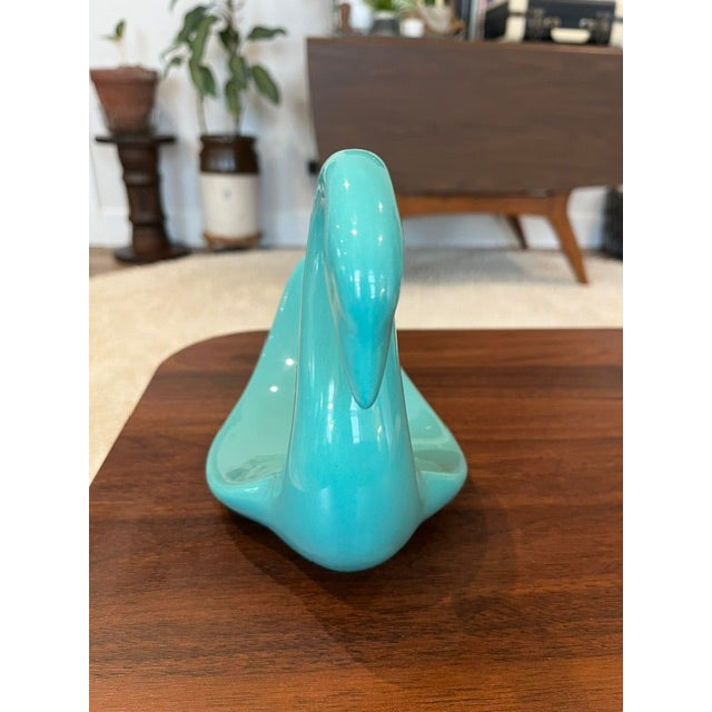 Teal Vintage Teal Ceramic Swan Towel or Washcloth Holder For Sale - Image 8 of 8