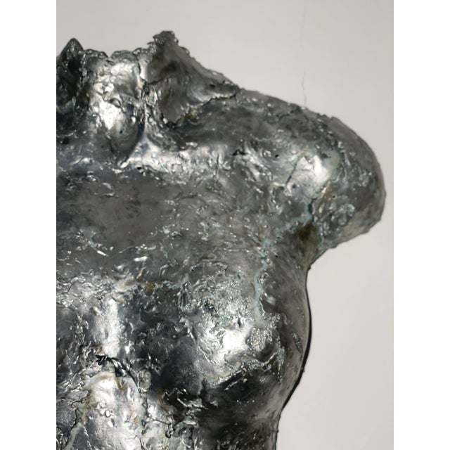 Vintage Pewter Female Torso Wall Sculpture by Rock Richardson Large Silver Figural Nude Art For Sale - Image 4 of 9