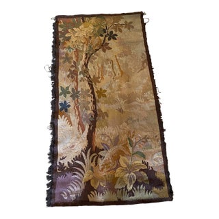 Early 18th Century Vintage Botanical Tapestry Wall Hanging With Rod Pocket For Sale