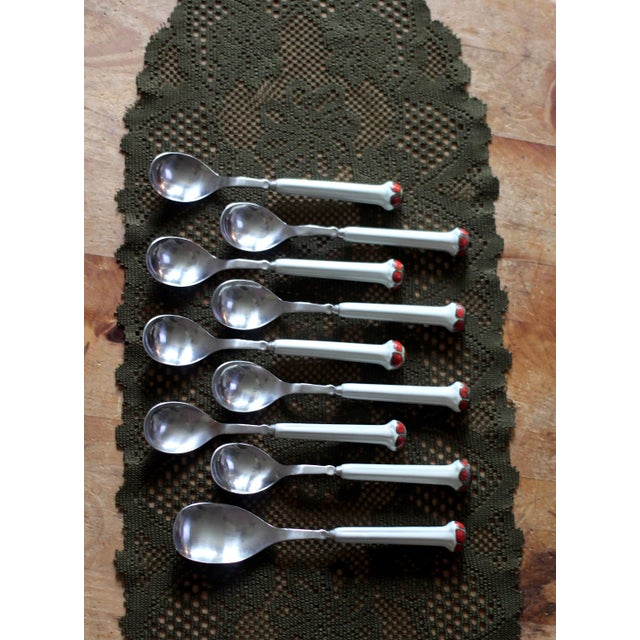 1970s Boho Chic Denby Regency Jewel White flatware 1 serving spoon For Sale - Image 15 of 17