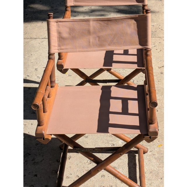 Pair of Vintage Faux Bamboo X Frame Folding Safari Chairs For Sale - Image 11 of 11