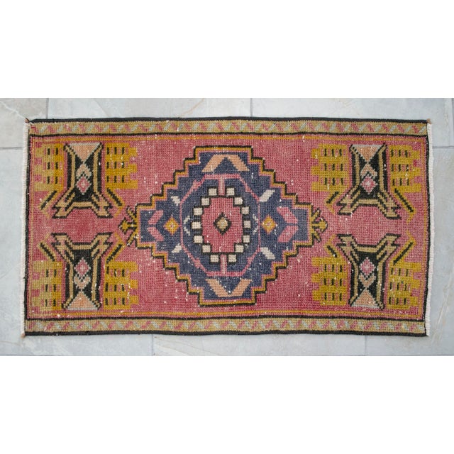 Hand Knotted Door Mat, Entryway Rug, Bath Mat, Kitchen Decor, Small Rug, Laundry Decor Dimensions: 16.14" x 30.31" or 1 ft...
