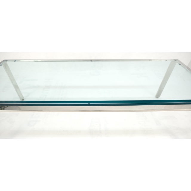 Nicos Zographos Solid Stainless Steel Base 3/4" Thick Glass Rectangle Coffee Table Mid Century For Sale - Image 4 of 10