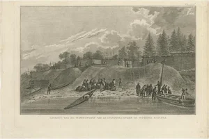 J. Cook, Illustration of Houses in Nootka Channel, 1803, Print