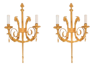 Antique French Neo-Classical Ormolu Wall Lights, 1800s, Set of 2