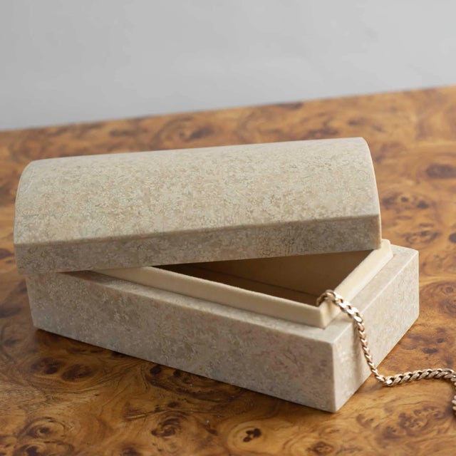 Contemporary Vintage Stone Treasure Chest Jewelry Box For Sale - Image 3 of 11
