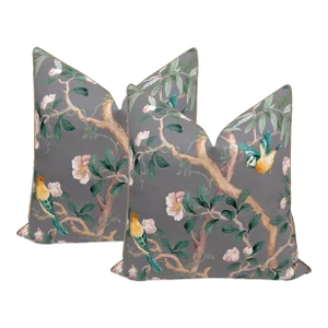 22" Gris Imperial Garden Pillows - a Pair