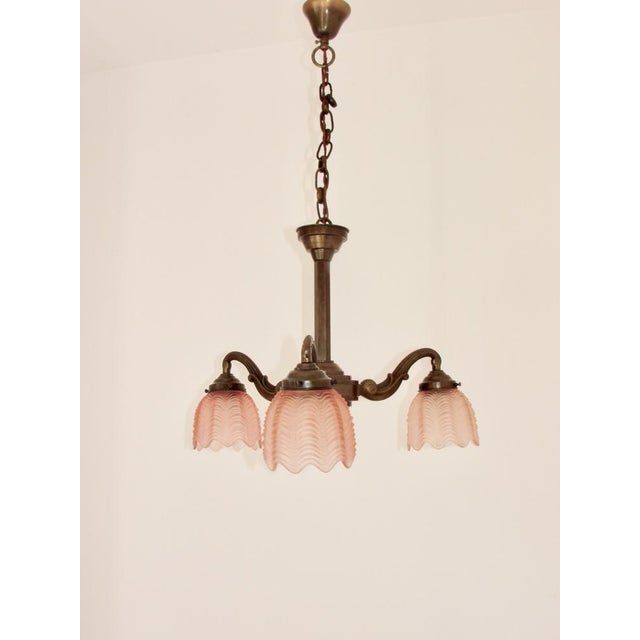 Art Deco Bronze and Glass Chandelier, 1920s For Sale - Image 12 of 12