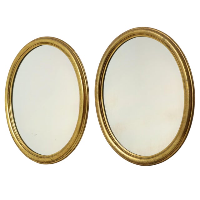 Oval Gold-Leaf Mirrors, France, 20th Century, Set of 2 For Sale - Image 4 of 18