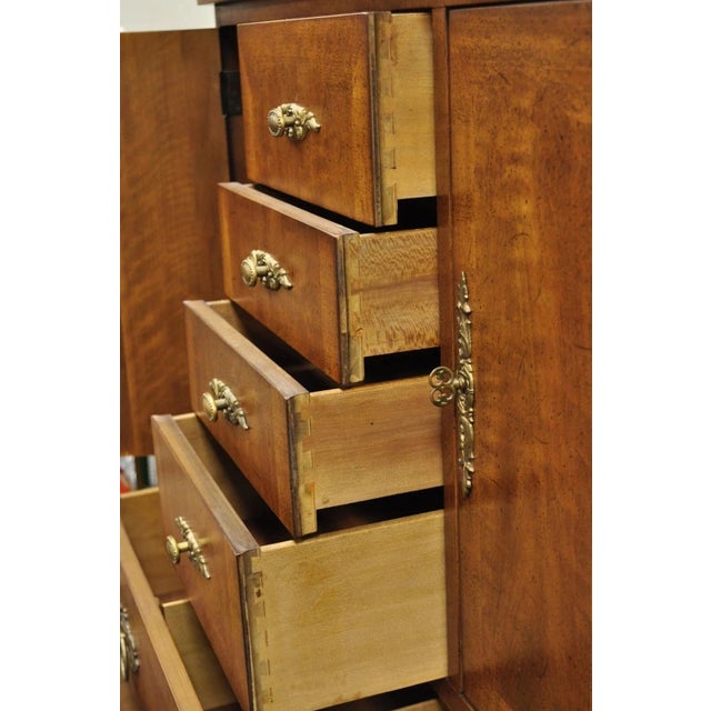 Vintage Henredon French Louis XV Style Banded Walnut Tall Chest Dresser For Sale - Image 9 of 12