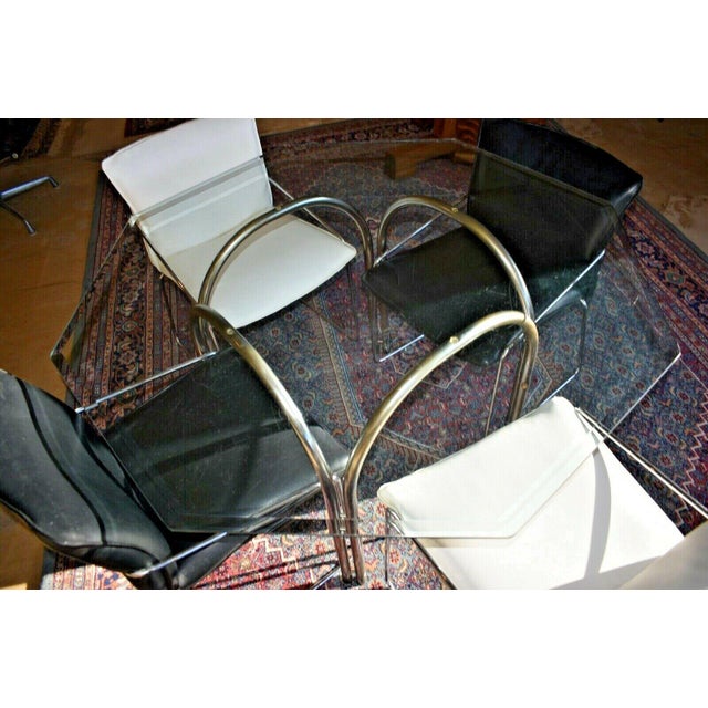 Mid Century Italian Leather & Chrome Dining Chairs - Set of 4 For Sale - Image 9 of 11