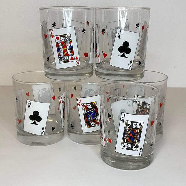 MidCentury Vintage Deck of Cards Lowballs Set of 6. Chairish