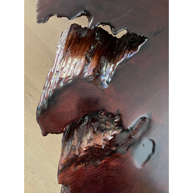 1960s Monumental 3-Inch Old-Growth Redwood Slab Coffee Table For Sale - Image 6 of 12